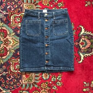 J Crew Denim Button-Front Skirt, Size 28